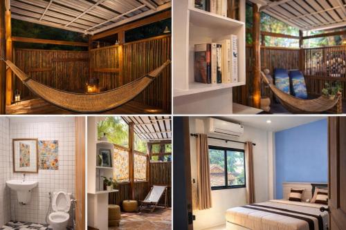 a collage of pictures of a room with a hammock at Baan Isla Hideaway in Ko Lanta