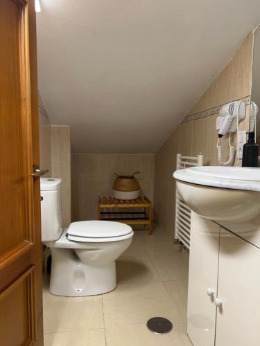 a bathroom with a toilet and a sink at Alojamiento Finca La Campa in Mareo de Abajo