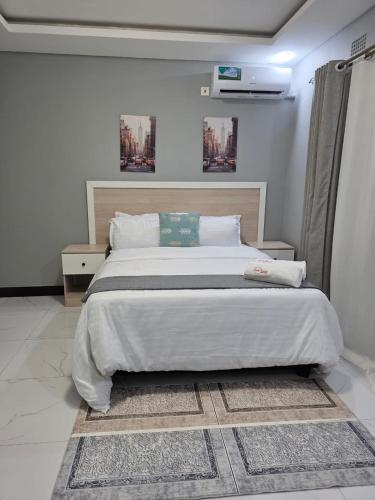 a bedroom with a large bed in a room at DailyPunch Apartment in Kitwe
