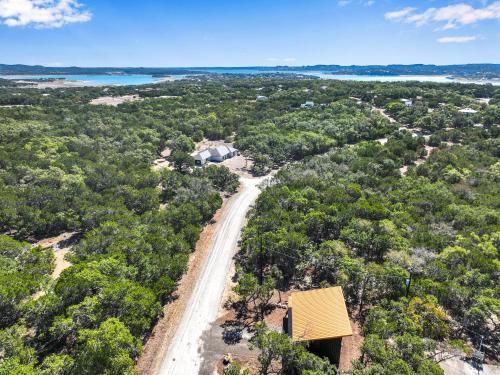 an aerial view of a road in the forest at Little Blanca in Canyon Lake