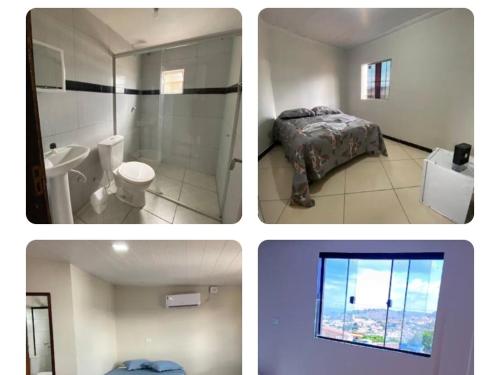 a collage of four pictures of a bathroom at Flets Triunfo-PE in Triunfo