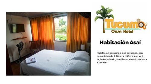 a poster of a room with a bed and a window at Tucuma Casa Hotel in Leticia