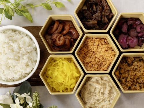 a group of different types of food on a table at KOKO HOTEL Nagoya Marunouchi in Nagoya