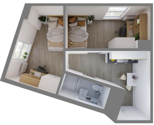 a rendering of a floor plan of a house at Apartamenty Depot Gdańsk in Gdańsk