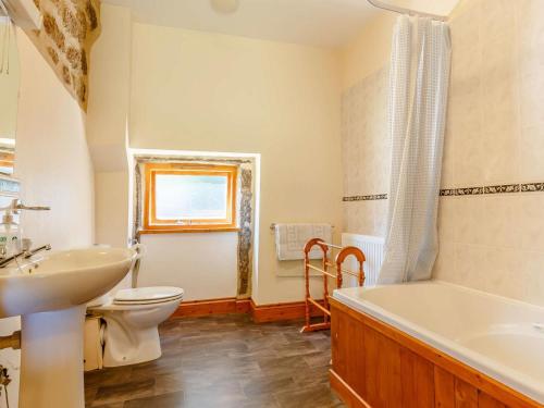 a bathroom with a toilet and a tub and a sink at 2 Bed in Bodmin oc-chest in Lanlivery