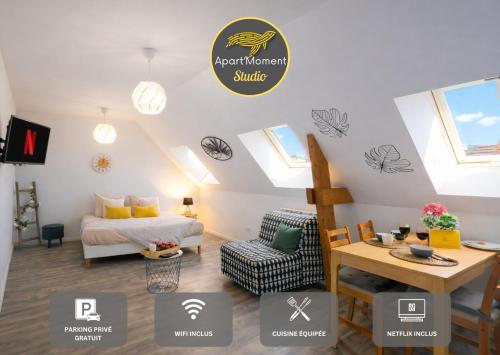 Studio avec parking privé gratuit, proche centre-ville