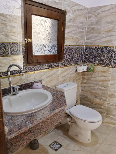 a bathroom with a toilet and a sink at Nur al Nil Garden House in Luxor