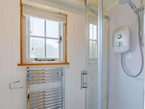 a bathroom with a shower and a window at 1 Bed in Boscastle oc-84015 in Boscastle