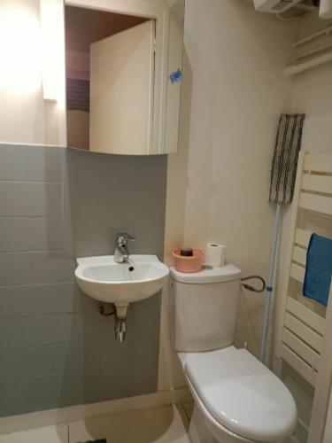 a small bathroom with a toilet and a sink at FamousHouse in Le Havre