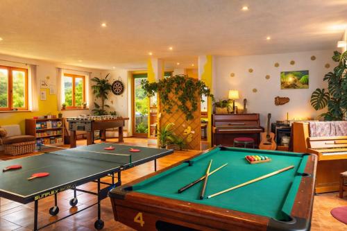 a living room with a pool table at Natura Planinca in Kalobje