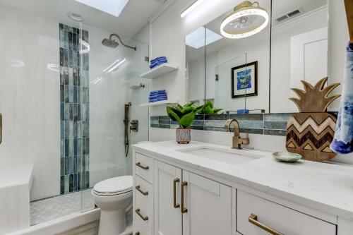 a bathroom with a sink and a toilet at Indian Rocks Beach West Side Bungalow in Clearwater Beach