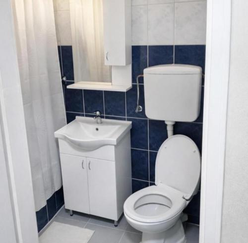 a small bathroom with a toilet and a sink at Apartman Centar 1 in Šabac