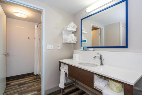 a bathroom with a sink and a mirror at Hampton Inn & Suites Flagstaff - West in Flagstaff