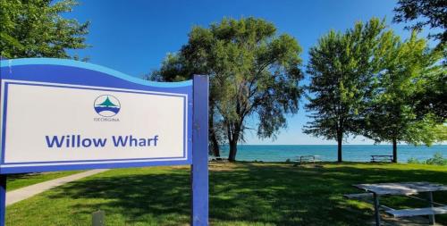 a sign for willow what at a park at Lake Simcoe Beach Oasis with Backyard and Firepit in Georgina