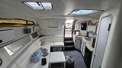 an interior view of an rv with a kitchen at Lisboa Barco Gold Prestige Marina Parque das Nações in Lisbon