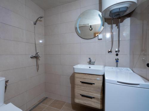 a bathroom with a sink and a mirror at Apartment Padre e hija in Ponari