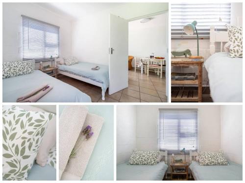 a collage of four pictures of a bedroom at Ria's Rest Self Catering Flatlet in Sedgefield