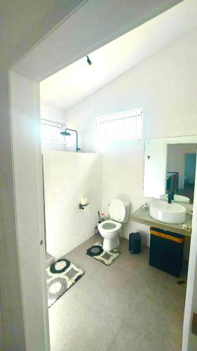 a bathroom with a toilet and a sink at Villa SempreViva in Trou d'Eau Douce