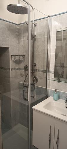 a bathroom with a shower and a sink at Il Cas8tto in Pozzuoli