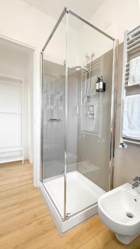 a bathroom with a shower and a sink at Platinum House in Montesilvano