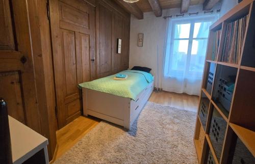 a small room with a bed and a window at Apartment Walhallastrasse in Arbon