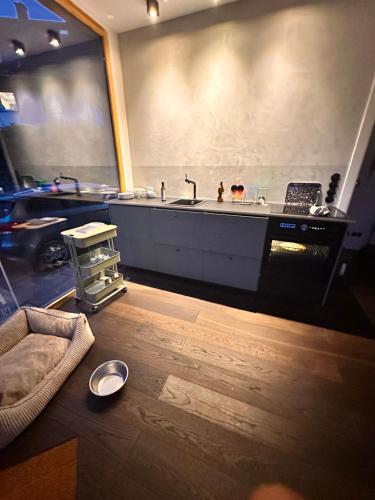 a kitchen with a sink and a counter top at HAUS AM SEE - Natur Pur in Friedenweiler