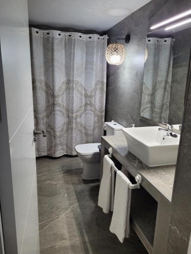 a bathroom with a sink and a toilet at Alojamiento GUADALENTIN in Pozo Alcón