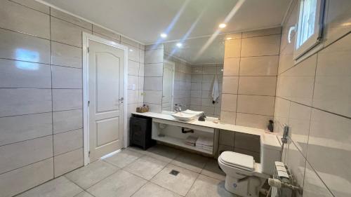 a white bathroom with a toilet and a sink at Mi casa es tu casa Loft in Malargüe