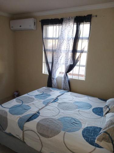 a bed in a bedroom with a window at Turtle Bay in Bridgetown