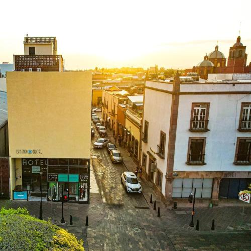an overhead view of a city street with buildings at Centro 19 Hotel in Querétaro
