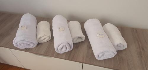 a group of towels sitting on top of a counter at Hotel Cuba in Buenos Aires