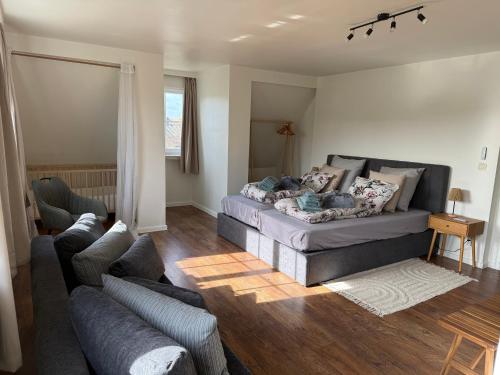 a living room with a couch and two couches at Maison François in Oostkamp