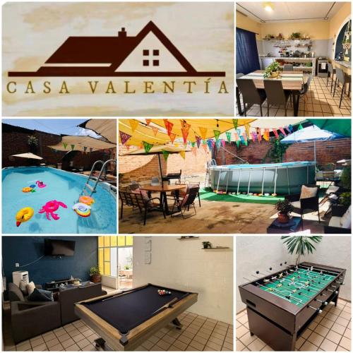 a collage of photos of a pool table and a house at Casa Valentía in Tequila