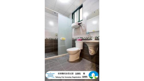 a bathroom with a toilet and a sink at 春夏秋冬民宿 - 臺東縣民宿1095號 in Guanshan