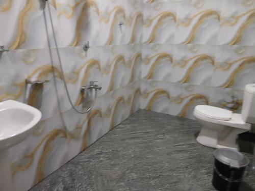 a bathroom with a toilet and a sink at Canal Resort Udawalawa in Ratkarawwa