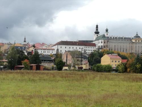 a view of a city from a field at Ubytovani na hradbach in Broumov