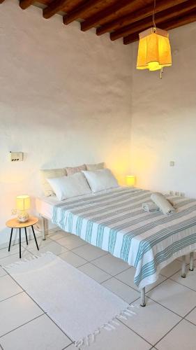 a bedroom with a large bed and a table at Captains Garden House in Katavatí