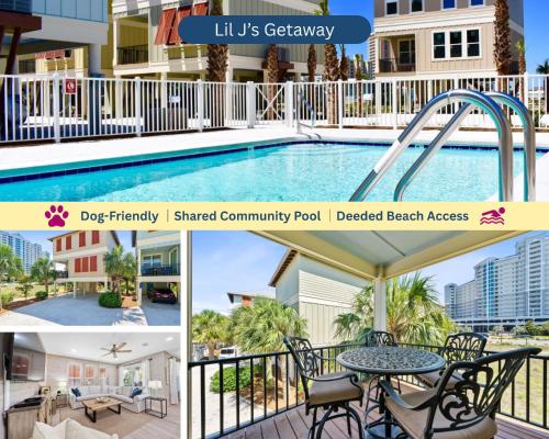 a collage of photos of a swimming pool and a house at Lil Js Getaway at Romeo Beach #3 by Youngs Suncoast in Gulf Shores