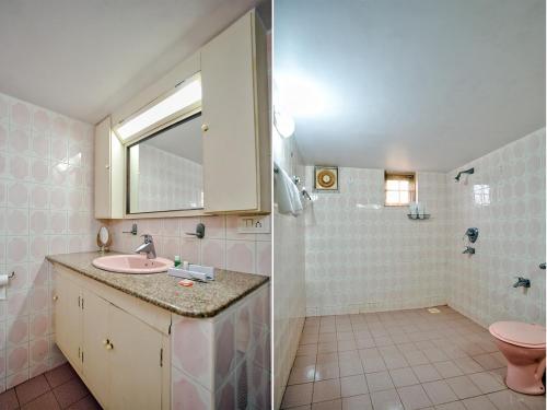 a bathroom with a sink and a toilet at Baagh House villa Velsao in Cansaulim