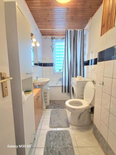 a bathroom with a toilet and a sink and a shower at ,,Arts Home,, ,ZAPRASZAM ,blisko las,dużo przyrody, blisko centrum kardiologii,centrum szkoleniowe,trasa na Lublin,Ukrainę,mieszkanie przestronne,czyste,spokojna okolica,blisko Aldi,Lidl,Żabka,Rossmann,pkp, ztm in Warsaw