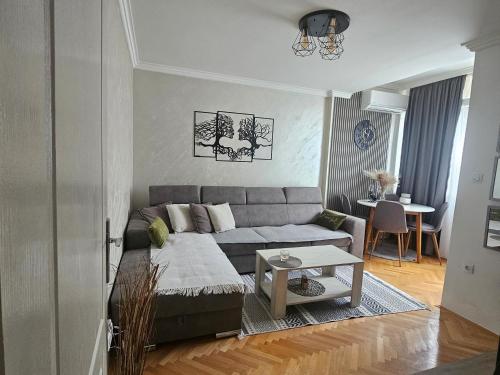 a living room with a couch and a table at Stan na dan Bijeljina centar in Bijeljina