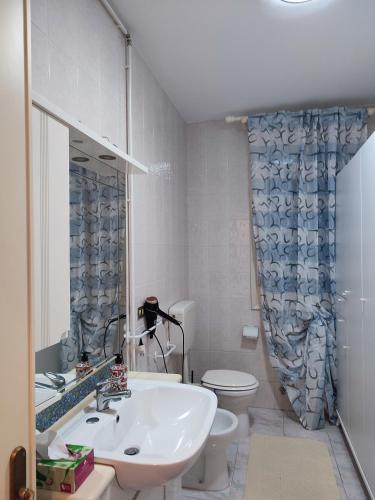 a bathroom with a sink and a toilet at Rifugio Sereno de Tajo in Taglio di Po