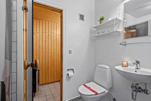 a bathroom with a toilet and a sink at 727-Hvide-Sande-Slusen-27 in Hvide Sande