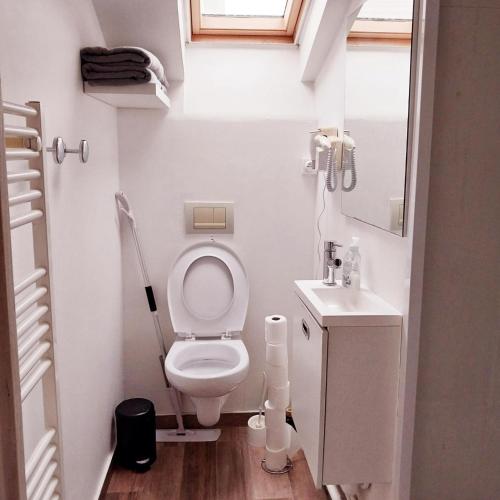 a small bathroom with a toilet and a sink at Top Studio Vincennes Centre - SV75 in Vincennes