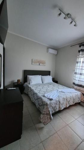 a bedroom with a large bed in a room at Casa Velvet in Potamiá