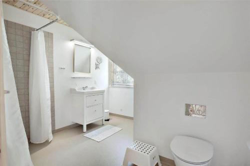 a white bathroom with a toilet and a sink at 10081A-Rorvig-Skansehagevej-34 in Rørvig