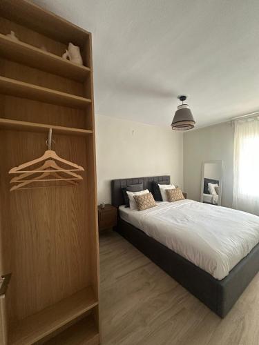 a bedroom with a bed and a book shelf at Appartement ALFONSO in Salou