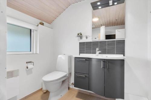 a bathroom with a toilet and a sink and a window at 1103-Ringkobing-Frans-Julius-Vej-17 in Klegod