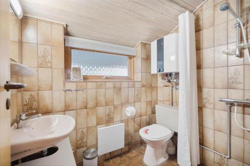 a small bathroom with a toilet and a sink at 2253-Ringkobing-Fladsbjergvej-234-E in Klegod