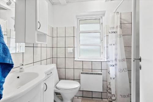 a bathroom with a toilet and a sink and a window at 10294-Ulfborg-Gaffelbjergvej-44 in Ulfborg